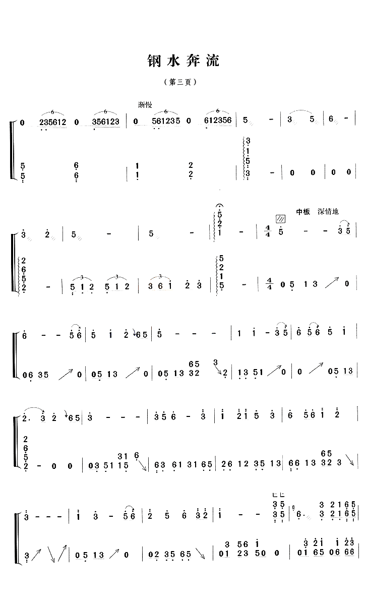 钢水奔流 - 艺术古筝曲谱 - 古筝曲谱 - 中国古筝商城